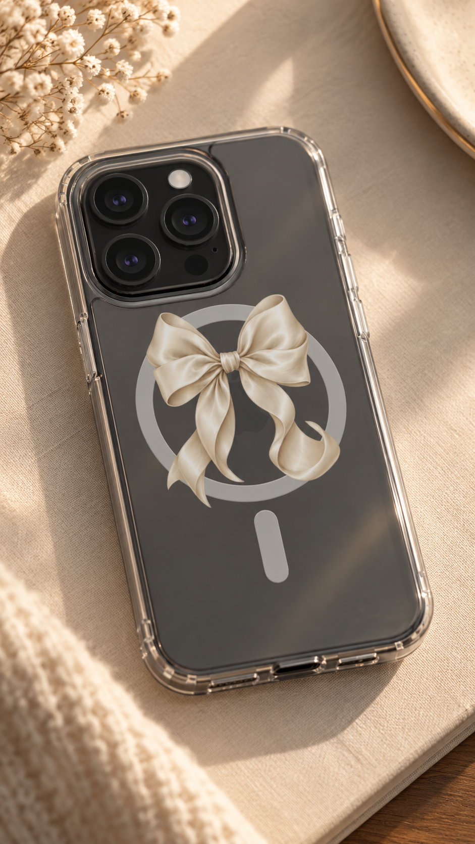 First Dance | Ivory Bow MagSafe Clear iPhone Case