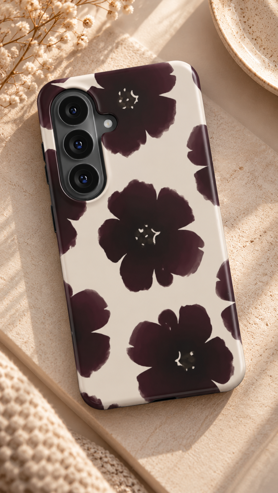 Black Dahlia | Dark Burgundy Floral Magnetic Samsung Galaxy Case