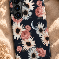 Moonlit Daisies | Dark Floral Moon Magnetic Samsung Galaxy Case