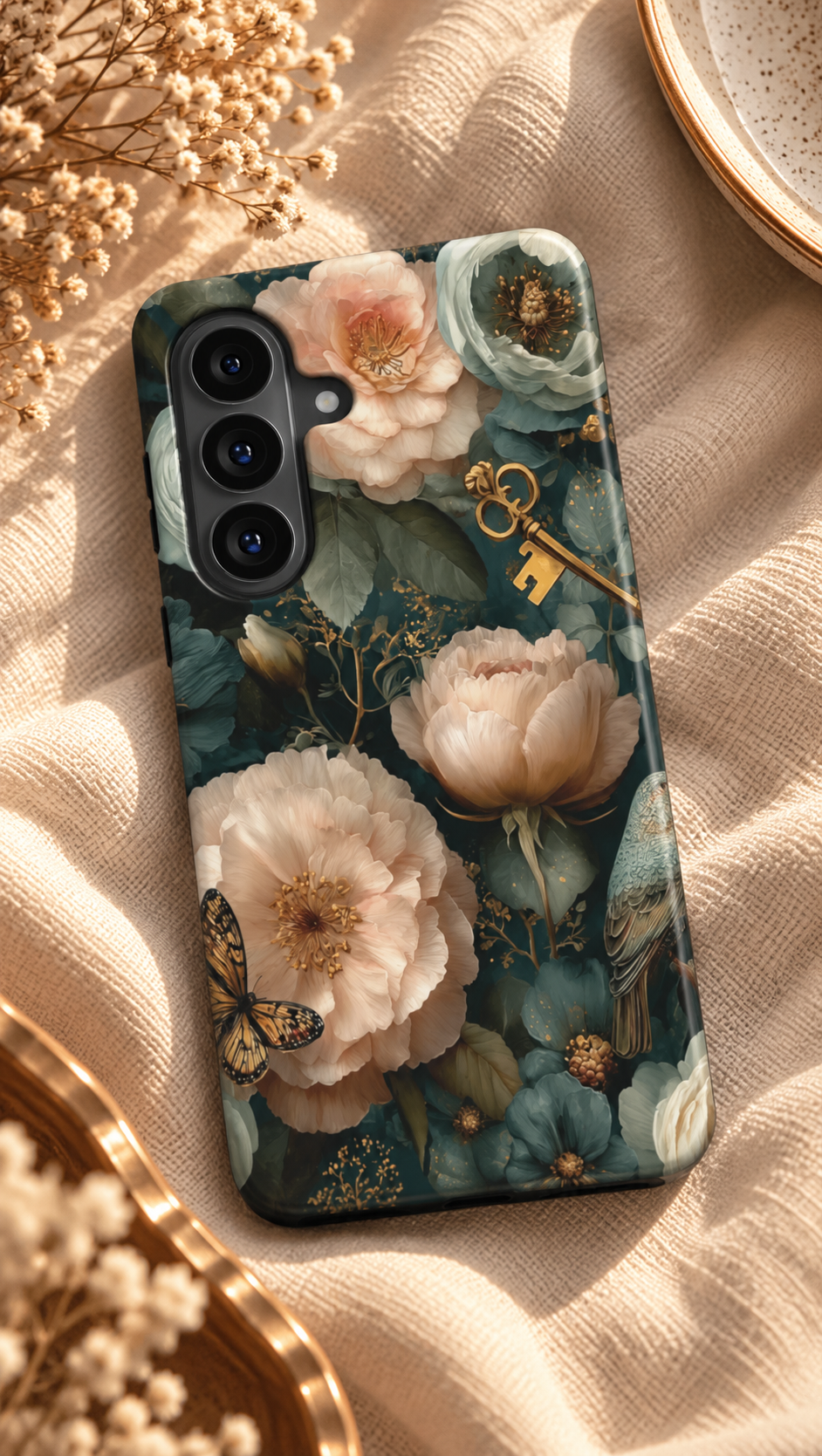 The Keeper’s Key | Vintage Botanical Key Magnetic Samsung Galaxy Case
