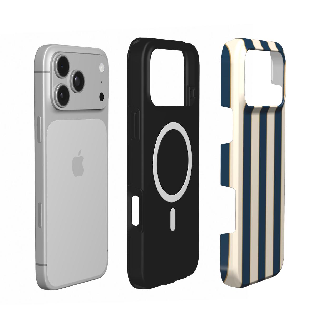 Regatta | Navy Blue & Cream Stripe MagSafe iPhone Case