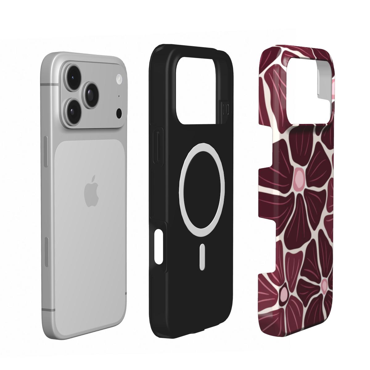 Anemone | Dark Cherry Retro Floral MagSafe iPhone Case