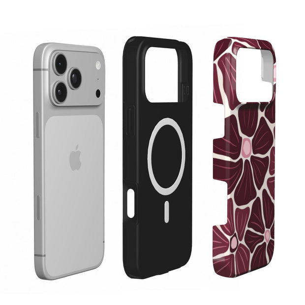 Anemone | Dunkle Kirsche Retro Blumen MagSafe iPhone Hülle