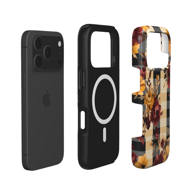 Autumn Grace | Floral Plaid MagSafe iPhone Case