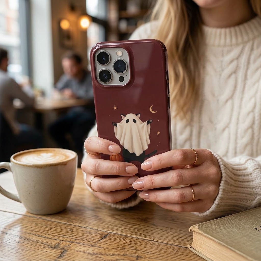 Nine Lives Later | Black Cat Ghost Halloween MagSafe iPhone Case