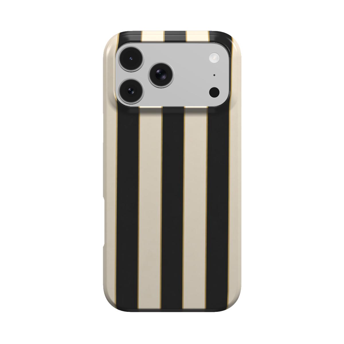 Dress Code | Schwarz & Creme Gold Gestreifte MagSafe iPhone Hülle