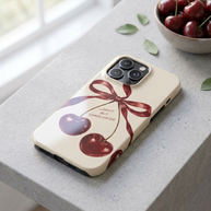 Cherry Trouble | Burgundy Cherry Bow MagSafe iPhone Case