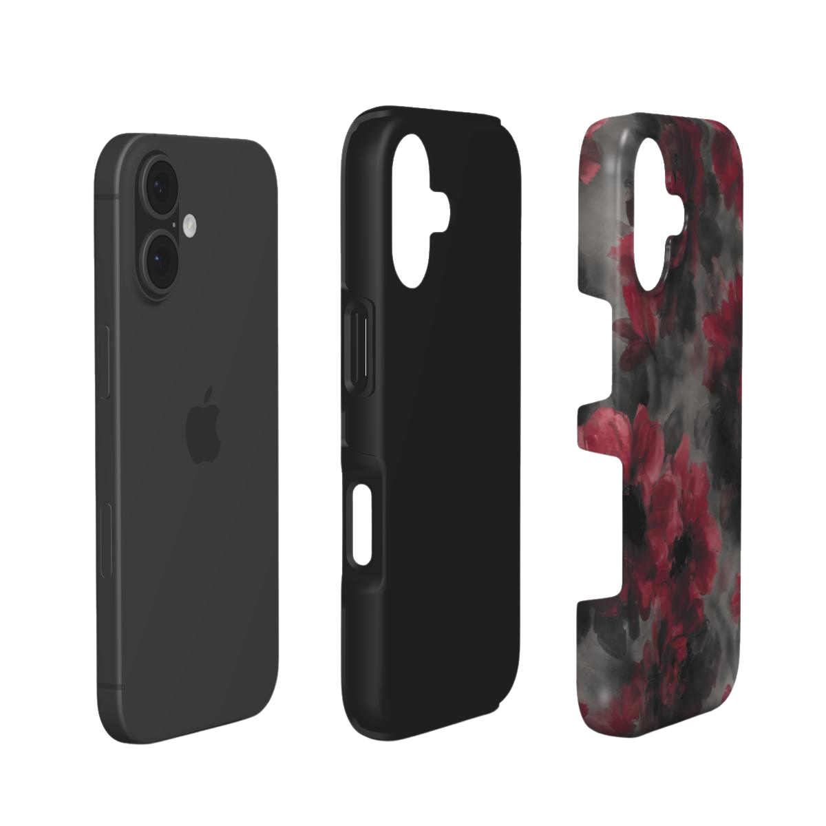 Crimson Eclipse | Dark Red Floral iPhone & Samsung Case