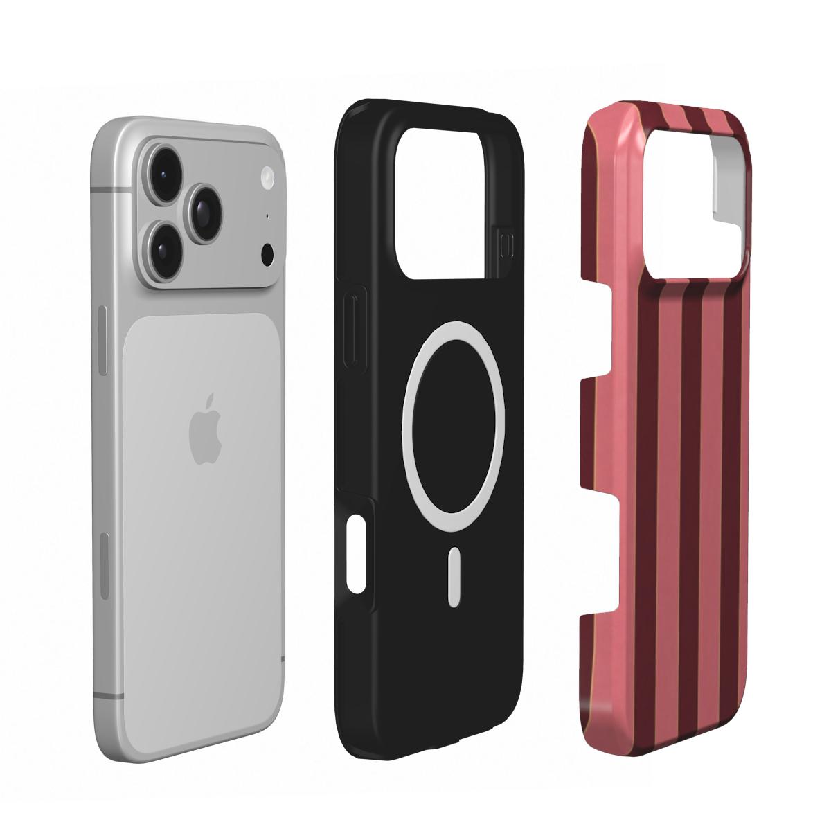 Rouge Salon | Burgundy & Rose Stripe MagSafe iPhone Case