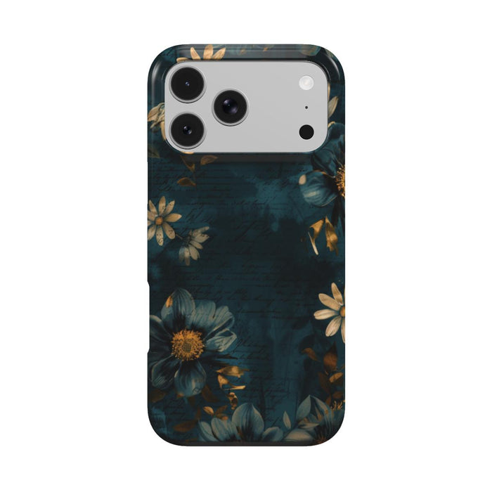Forgotten Letters | Dark Teal Vintage Floral MagSafe iPhone Case