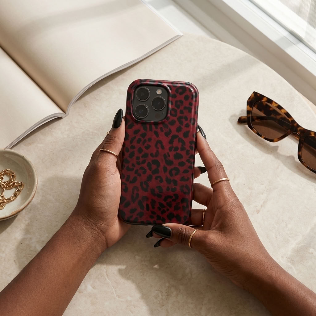 Blood Prowl | Dark Red Leopard Print MagSafe iPhone Case