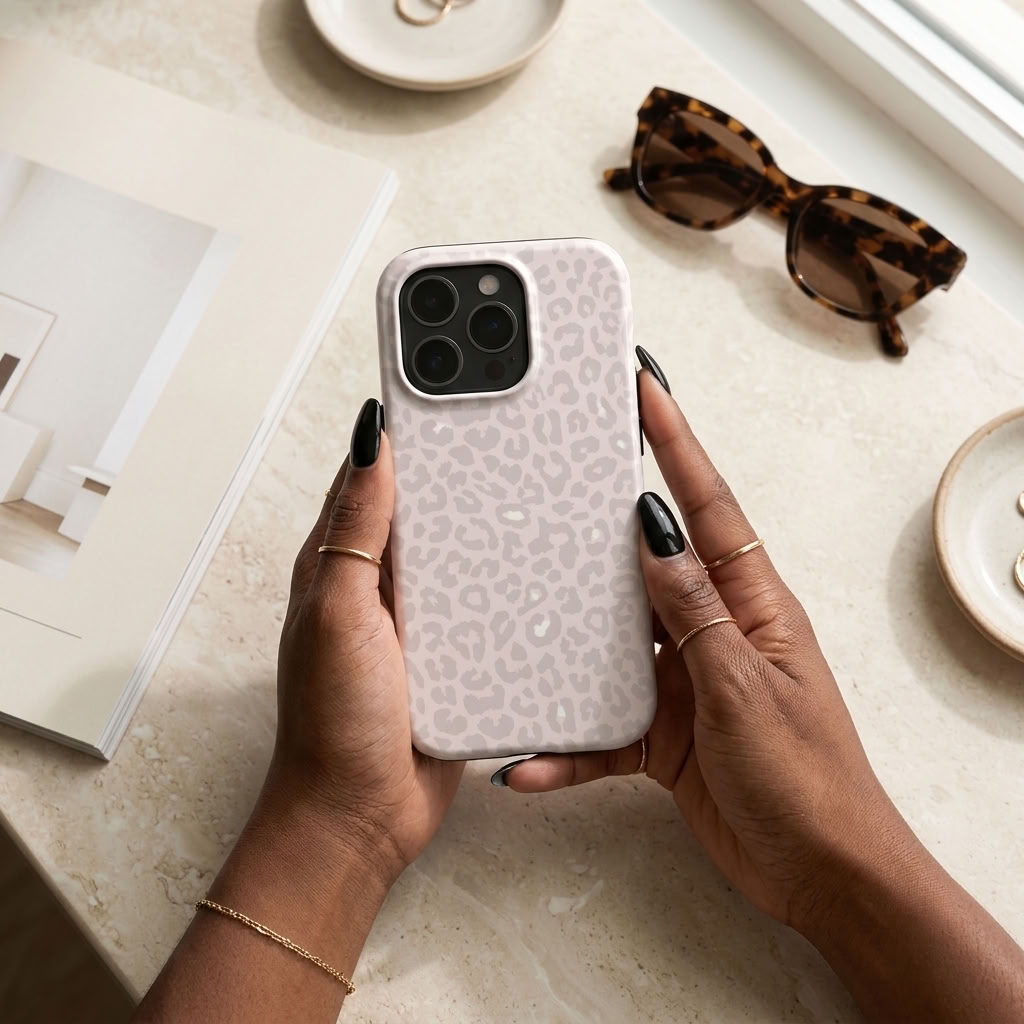 Nude Spots | Rougefarbenes Leopard-Print Minimalistisches MagSafe iPhone Case