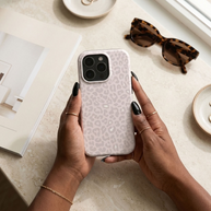 Nude Spots | Rougefarbenes Leopard-Print Minimalistisches MagSafe iPhone Case