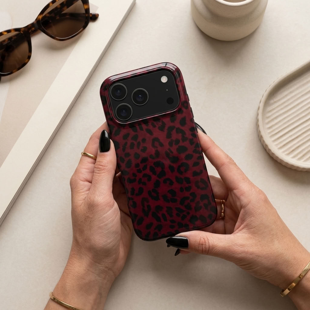 Blood Prowl | Dark Red Leopard Print MagSafe iPhone Case