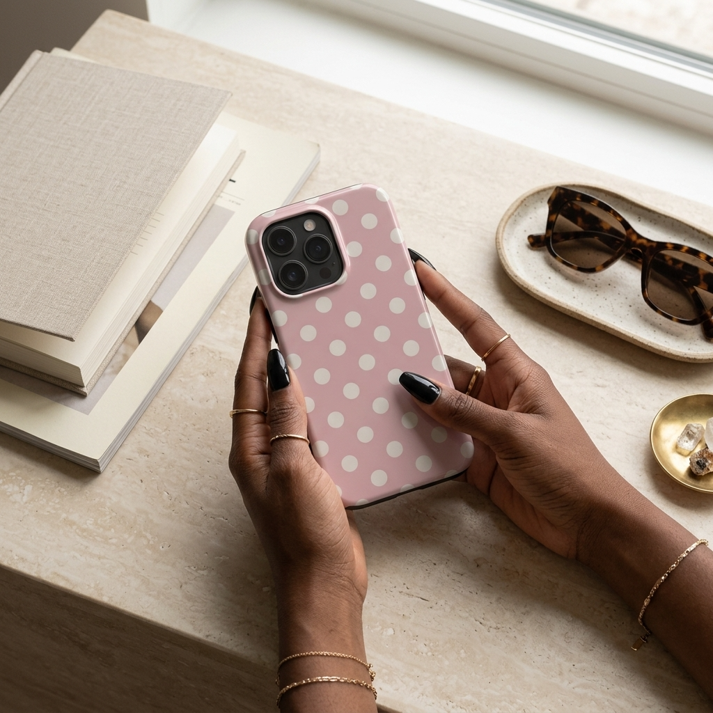 Powder Room | Blush Cream Polka Dot MagSafe iPhone Case