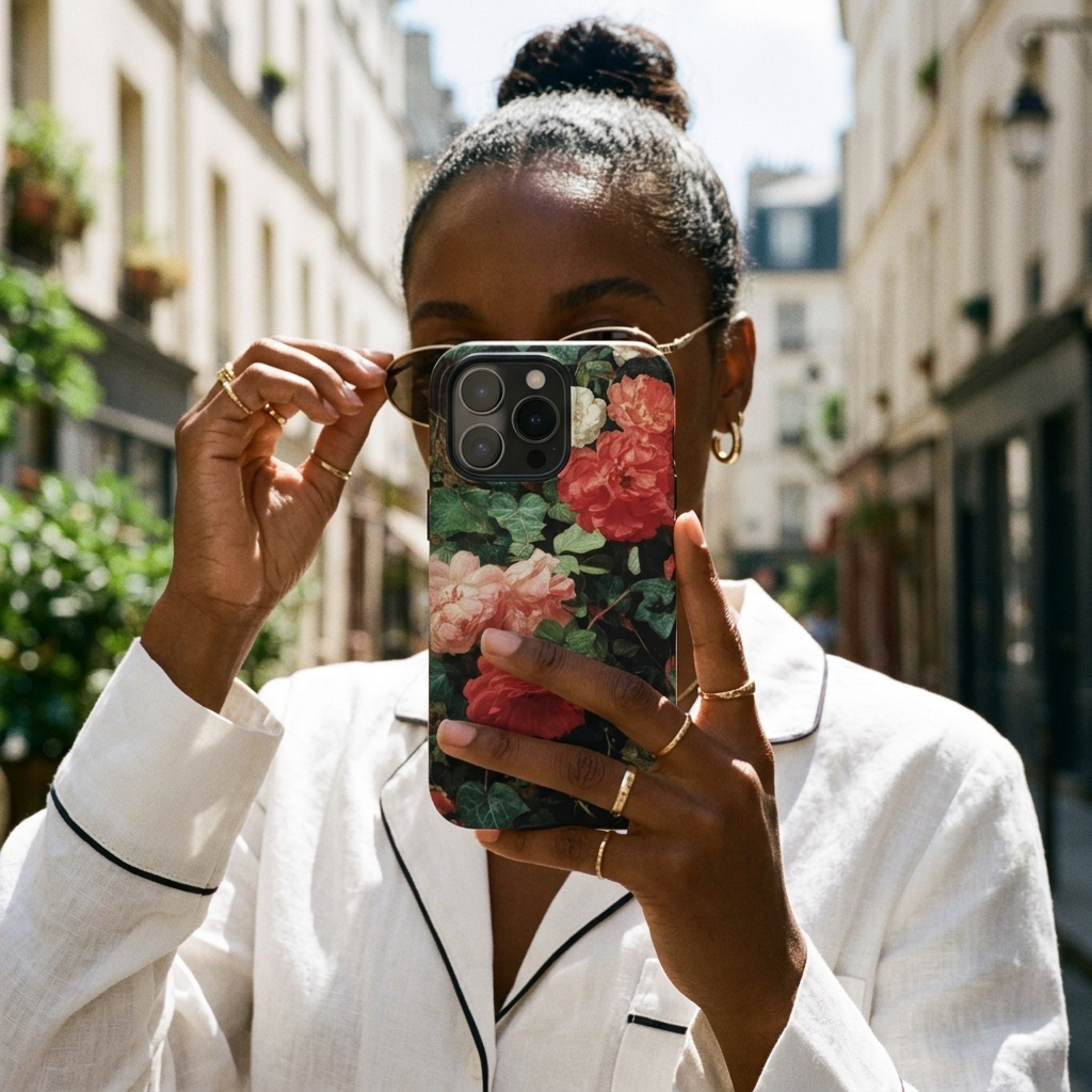 Samtrosen | Dunkles florales MagSafe iPhone Case