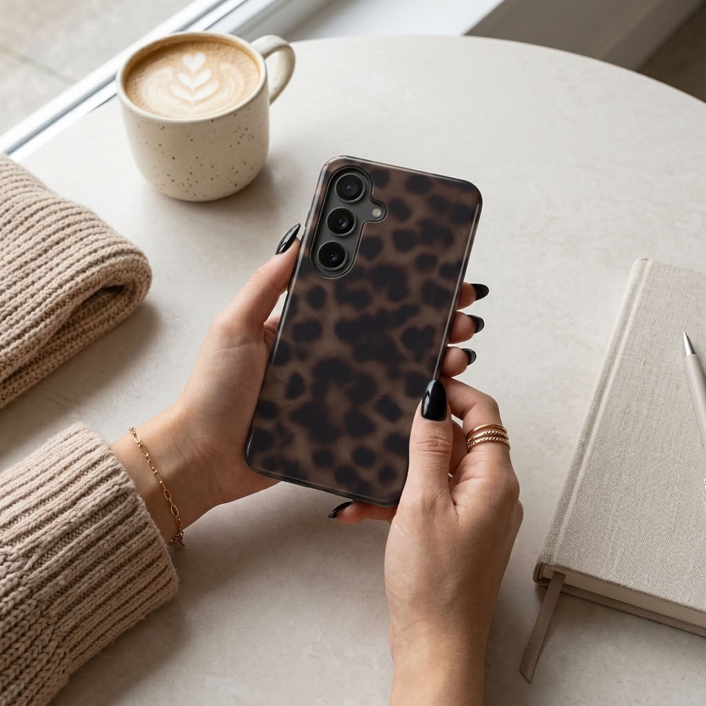 Ombra | Brown Leopard Print Magnetic Samsung Galaxy Case