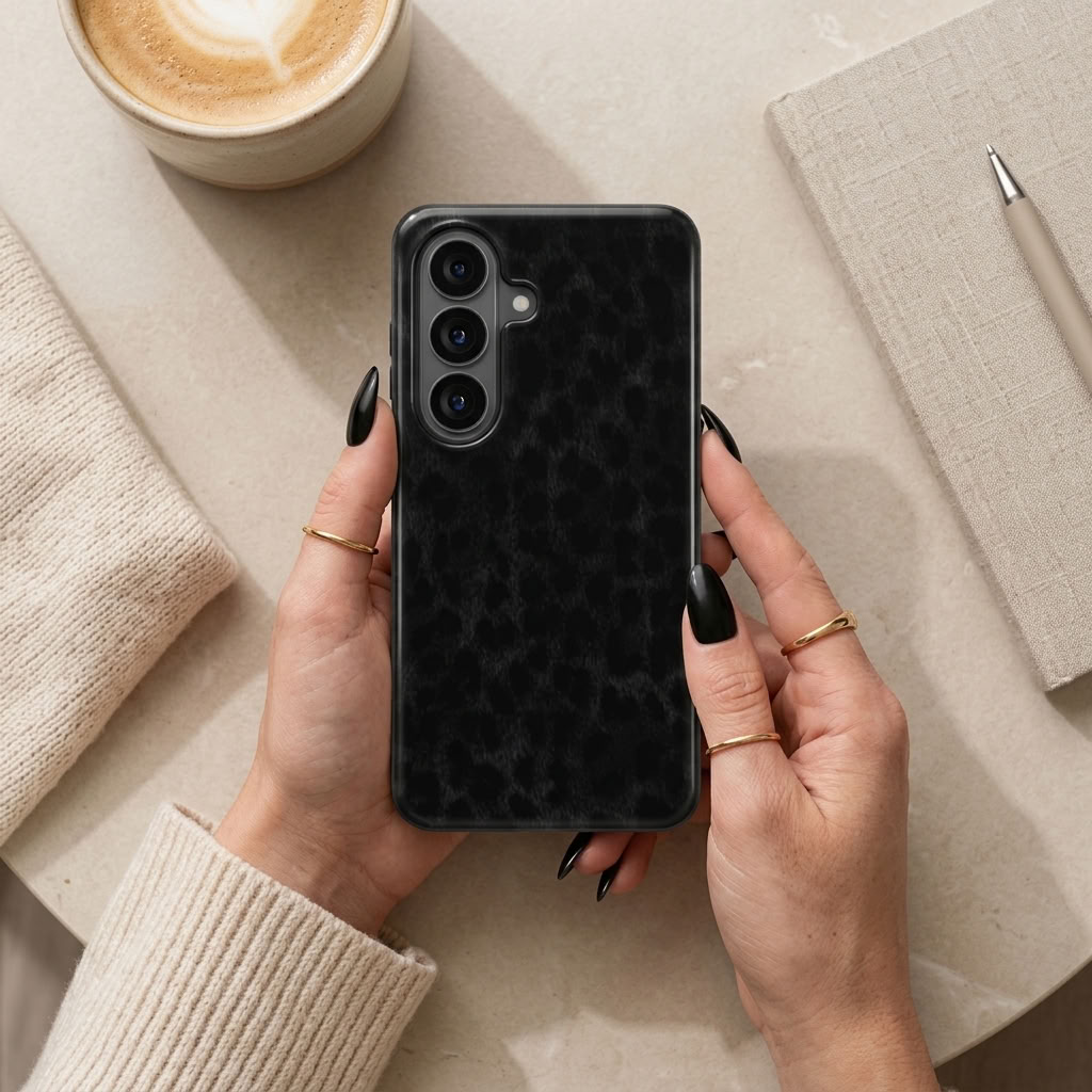 Midnight Panther | Black Tonal Animal Print Magnetic Samsung Galaxy Case