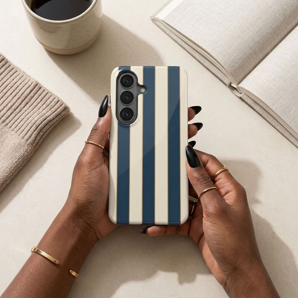 Regatta | Petrol & Cream Striped Magnetic Samsung Galaxy Case