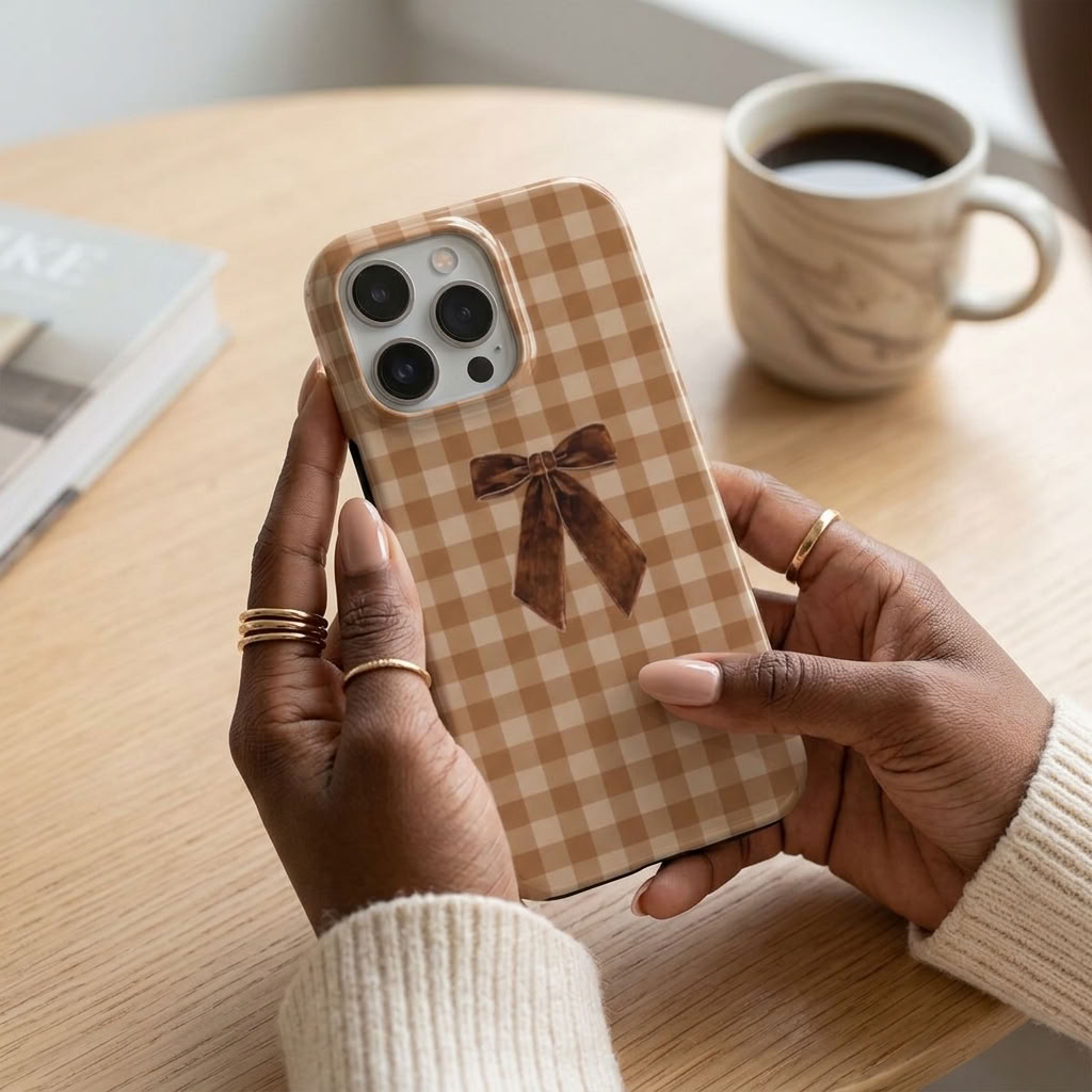 Picnic Date | Brown Gingham Bow MagSafe iPhone Case