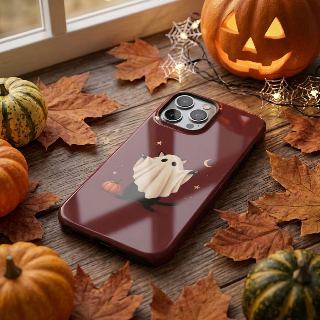 Nine Lives Later | Black Cat Ghost Halloween MagSafe iPhone Case