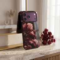 Dark Devotion | Dark Burgundy Floral MagSafe iPhone Case