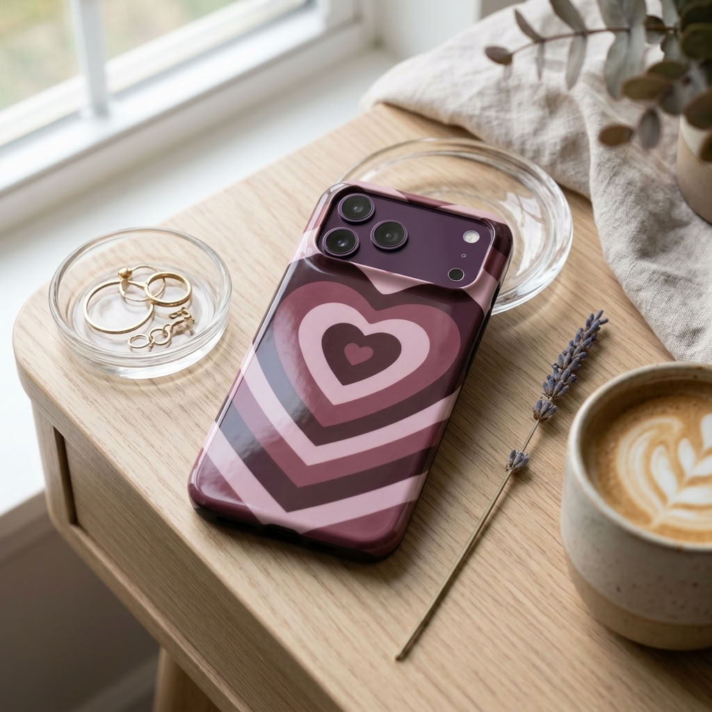 Heartbreaker | Burgundy Retro Heart MagSafe iPhone Case