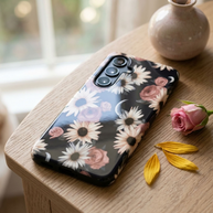 Moonlit Daisies | Dark Floral Moon Magnetic Samsung Galaxy Case