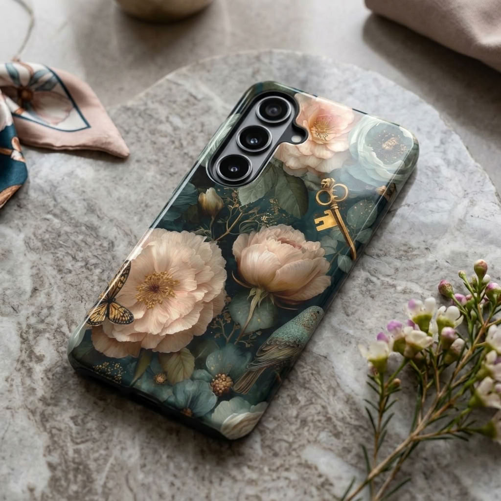 The Keeper’s Key | Vintage Botanical Key Magnetic Samsung Galaxy Case