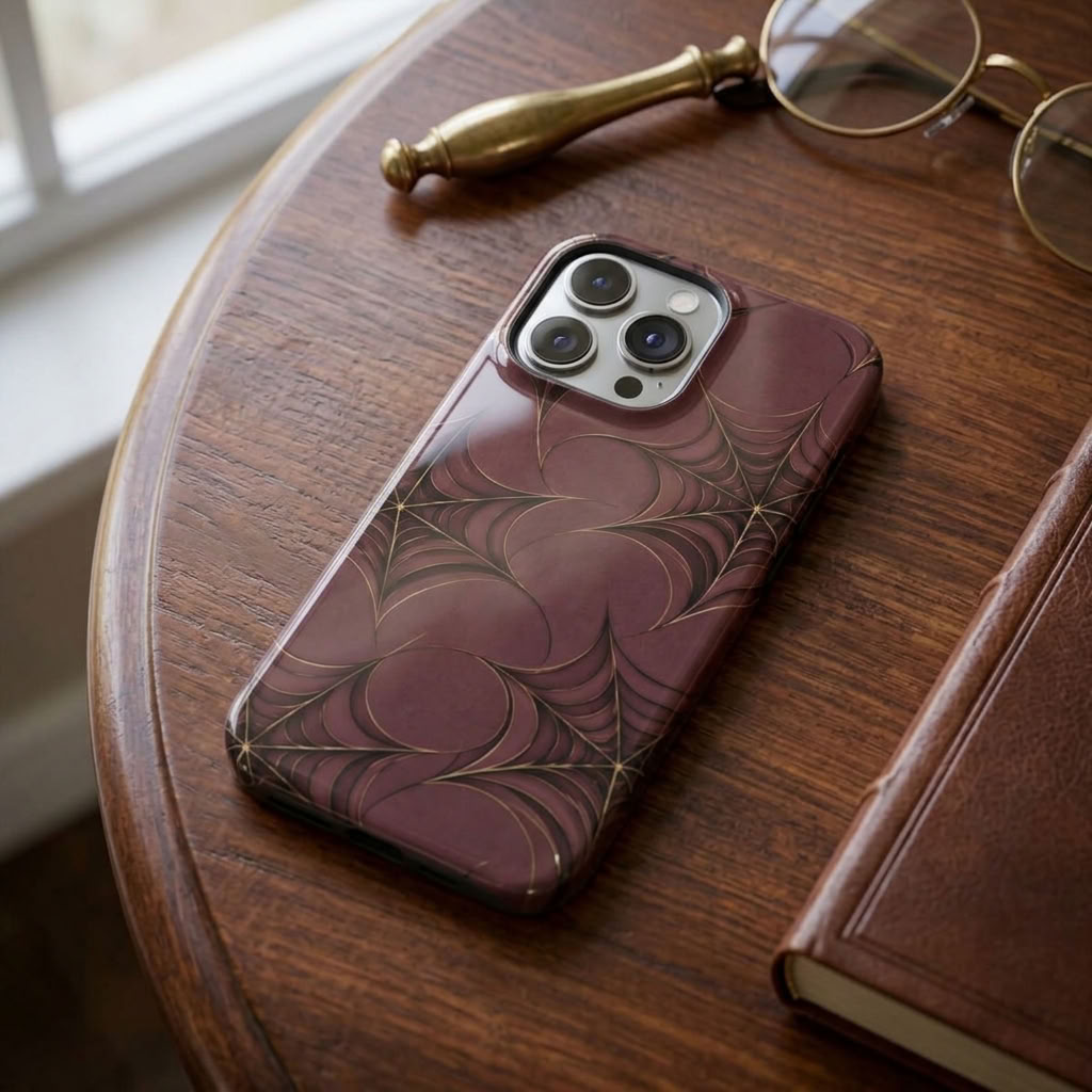Web of Desire | Burgundy Spiderweb MagSafe iPhone Case