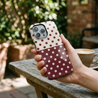 Wine Side | Burgundy & Ivory Polka Dot MagSafe iPhone Case