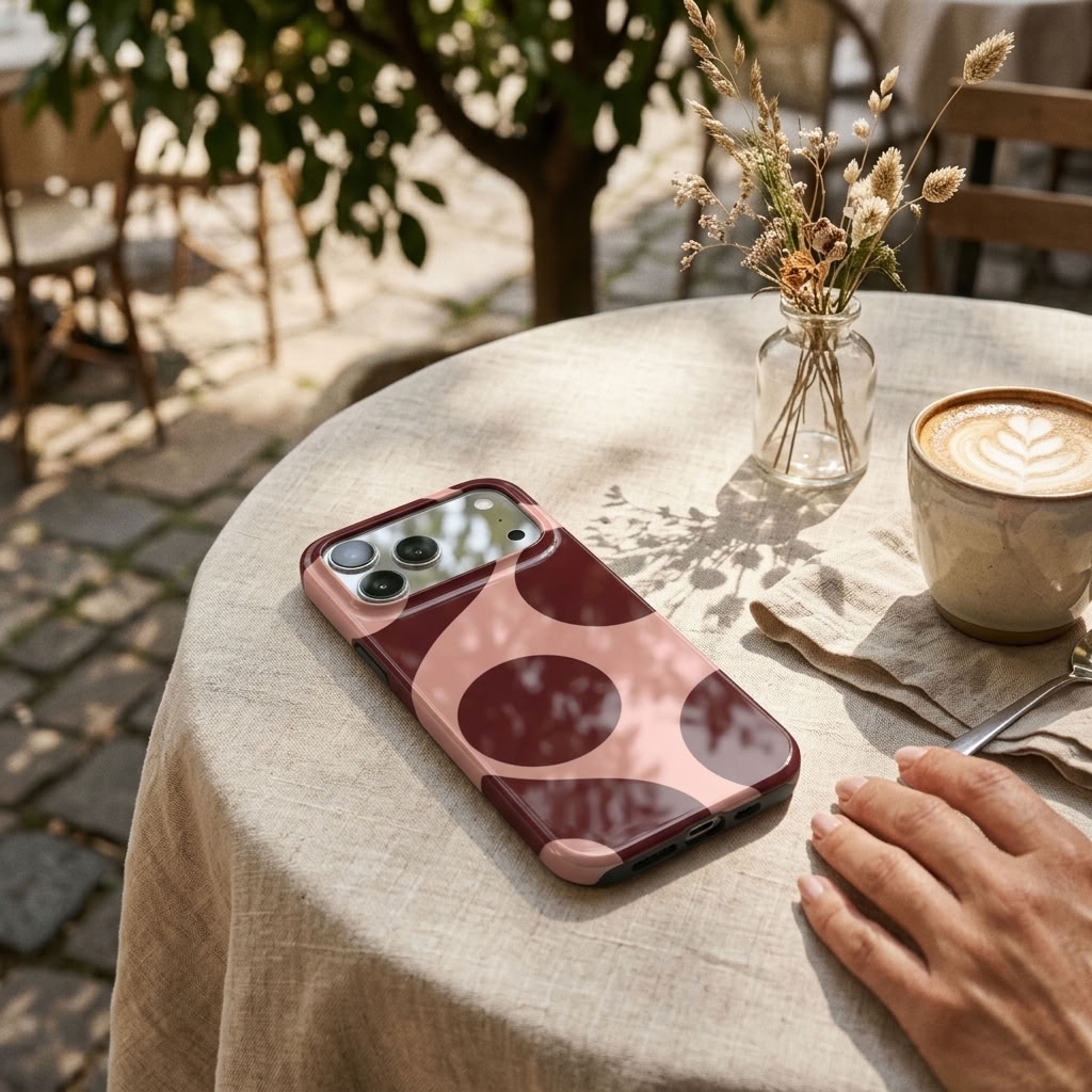 Big Dot | Burgundy & Blush Polka Dot MagSafe iPhone Case