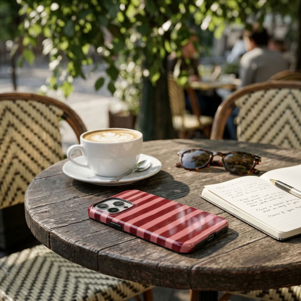 Painted Wine | Burgundy Striped MagSafe iPhone Case
