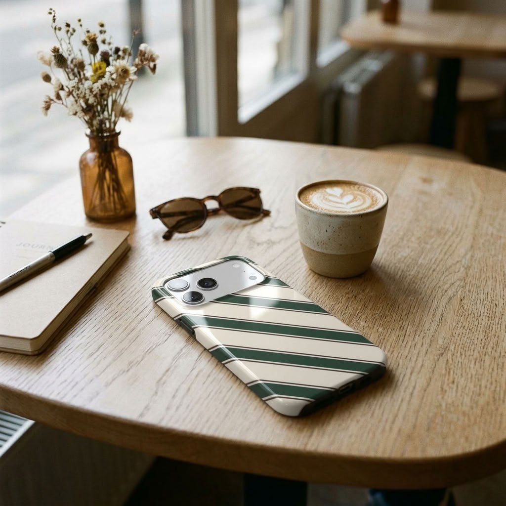 Heritage | Green & Ivory Striped MagSafe iPhone Case