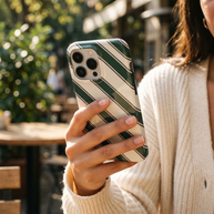 Heritage | Green & Ivory Striped MagSafe iPhone Case