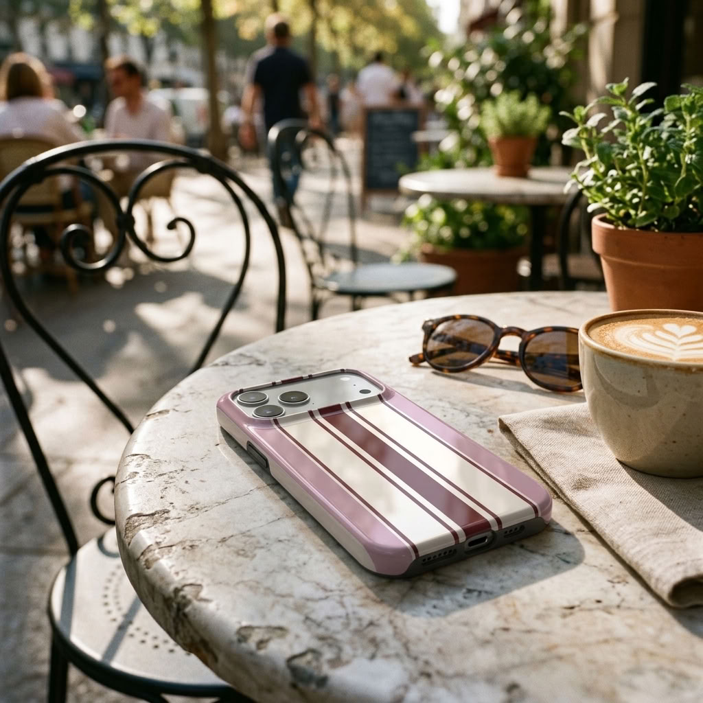 Rose Line | Mauve & Burgundy Striped MagSafe iPhone Case