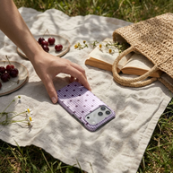 Check & Dot | Lilac Gingham Polka Dot MagSafe iPhone Case