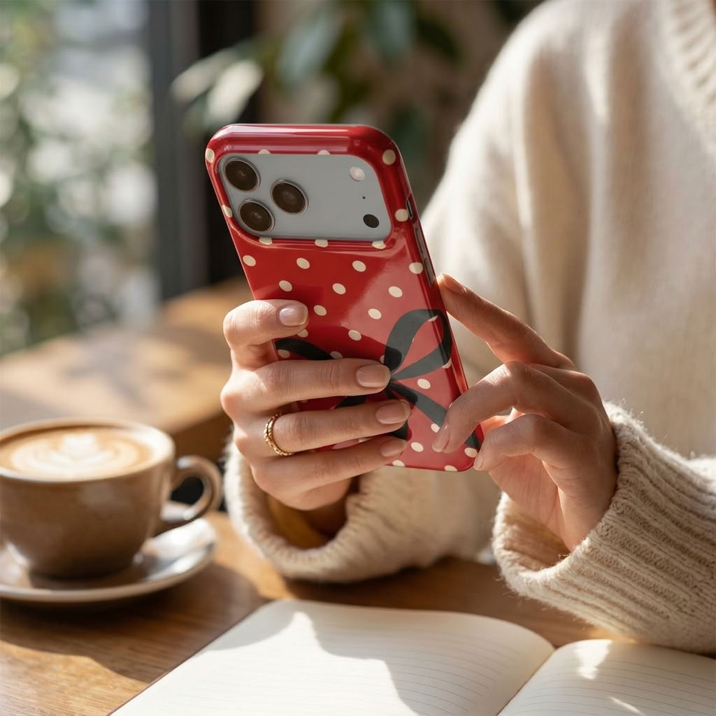 Bow & Dot | Red Polka Dot Bow MagSafe iPhone Case