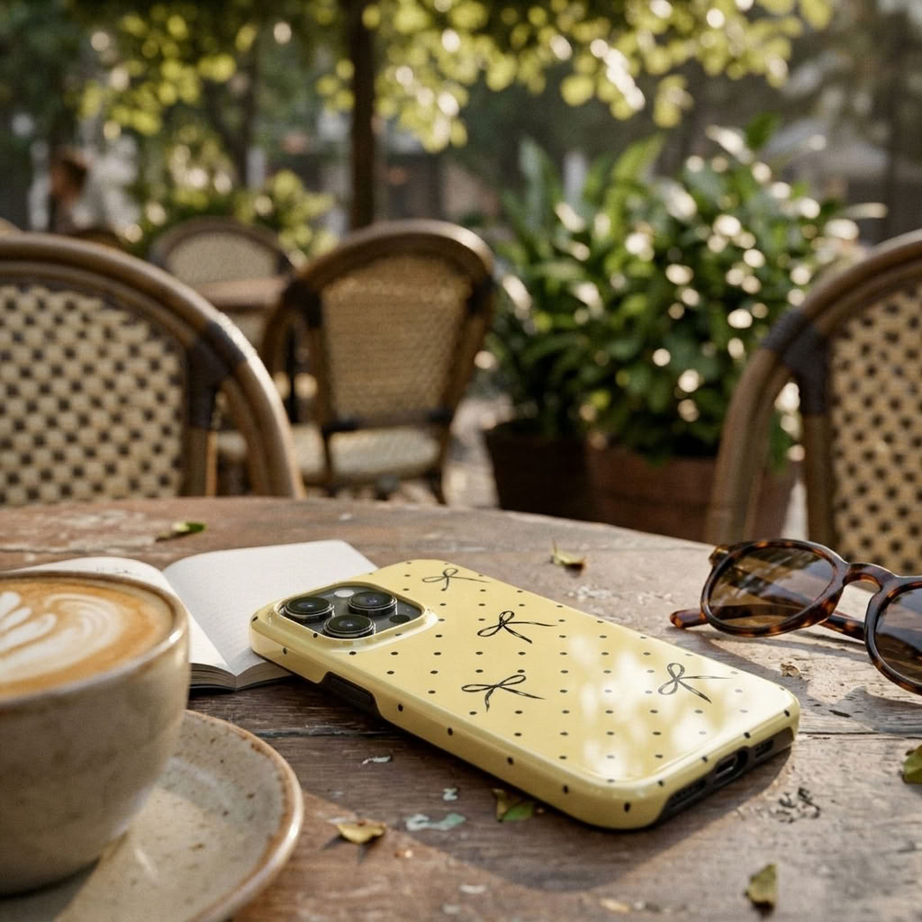 Butter Bow | Yellow Polka Dot Bow MagSafe iPhone Case
