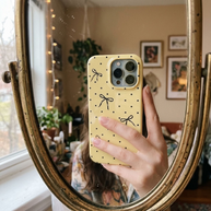 Butter Bow | Yellow Polka Dot Bow MagSafe iPhone Case