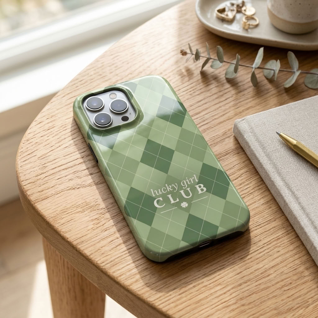 Lucky Girl Club | Green Argyle MagSafe iPhone Case