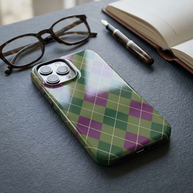 Moss & Plum | Green & Plum Argyle MagSafe iPhone Case