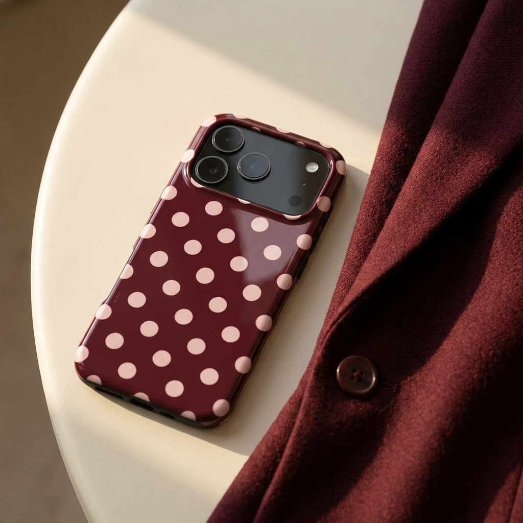 Pin-Up | Burgundrotes Rouge-Tupfen MagSafe iPhone Case