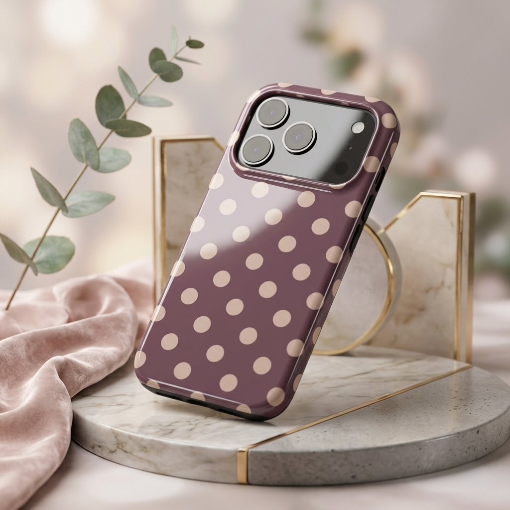Boudoir | Mauve Rose Gold Polka Dot MagSafe iPhone Case