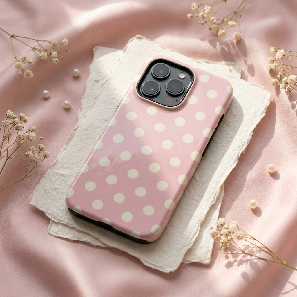 Powder Room | Blush Cream Polka Dot MagSafe iPhone Case