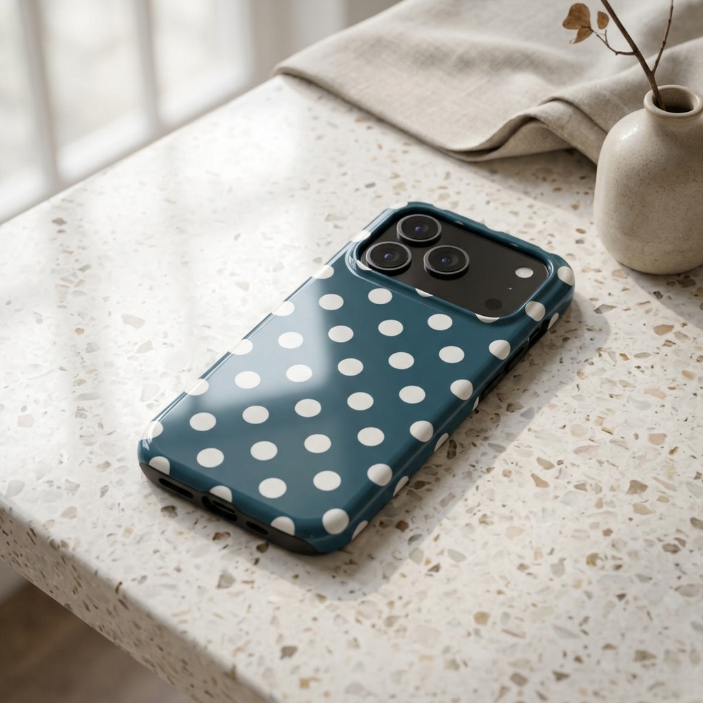 Matinée | Petrol Cream Polka Dot MagSafe iPhone Hülle