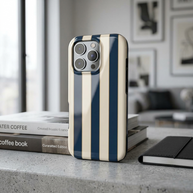 Regatta | Navy Blue & Cream Stripe MagSafe iPhone Case
