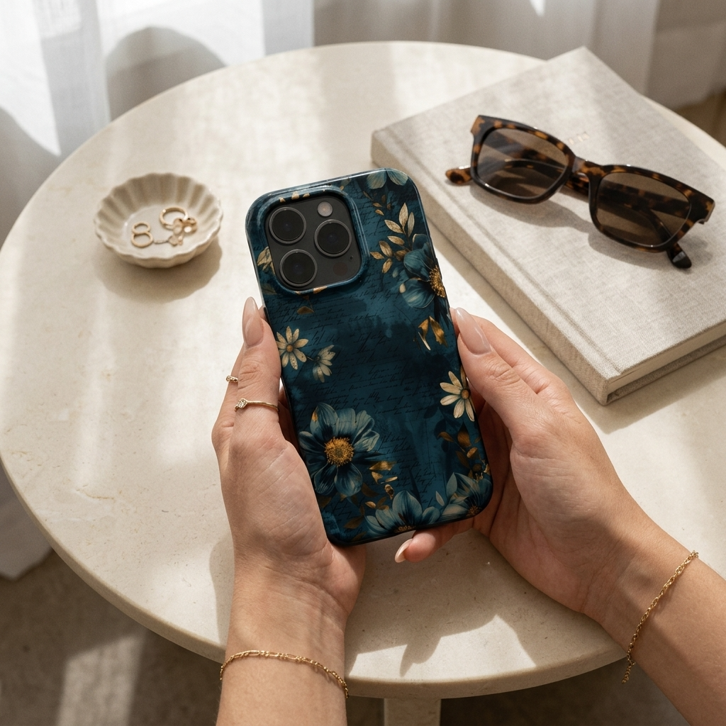 Forgotten Letters | Dark Teal Vintage Floral MagSafe iPhone Case