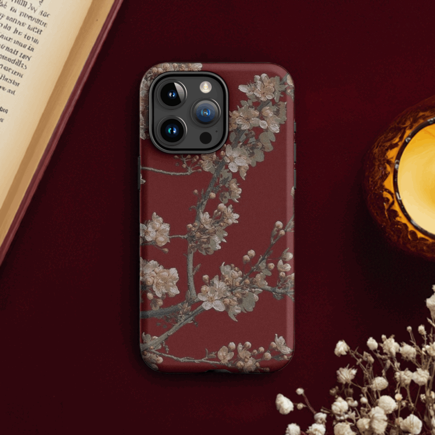Burgundy Blossom iPhone Hard Case