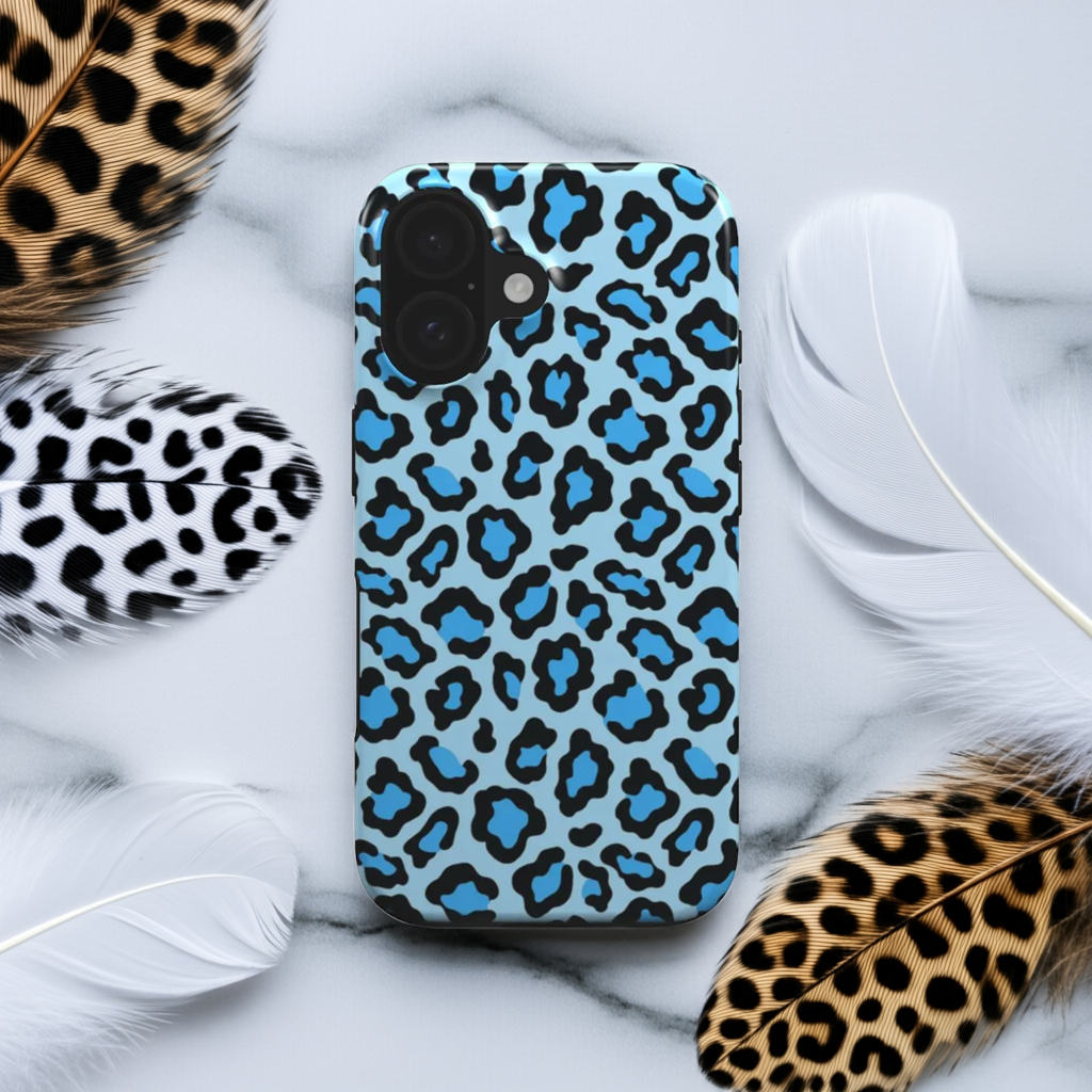 Blue Leopard Print Tough Phone Case